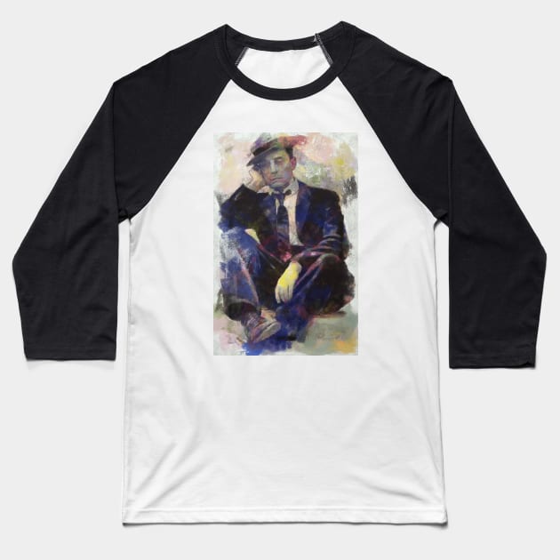 Buster Keaton in Colors Baseball T-Shirt by Ryan Rad